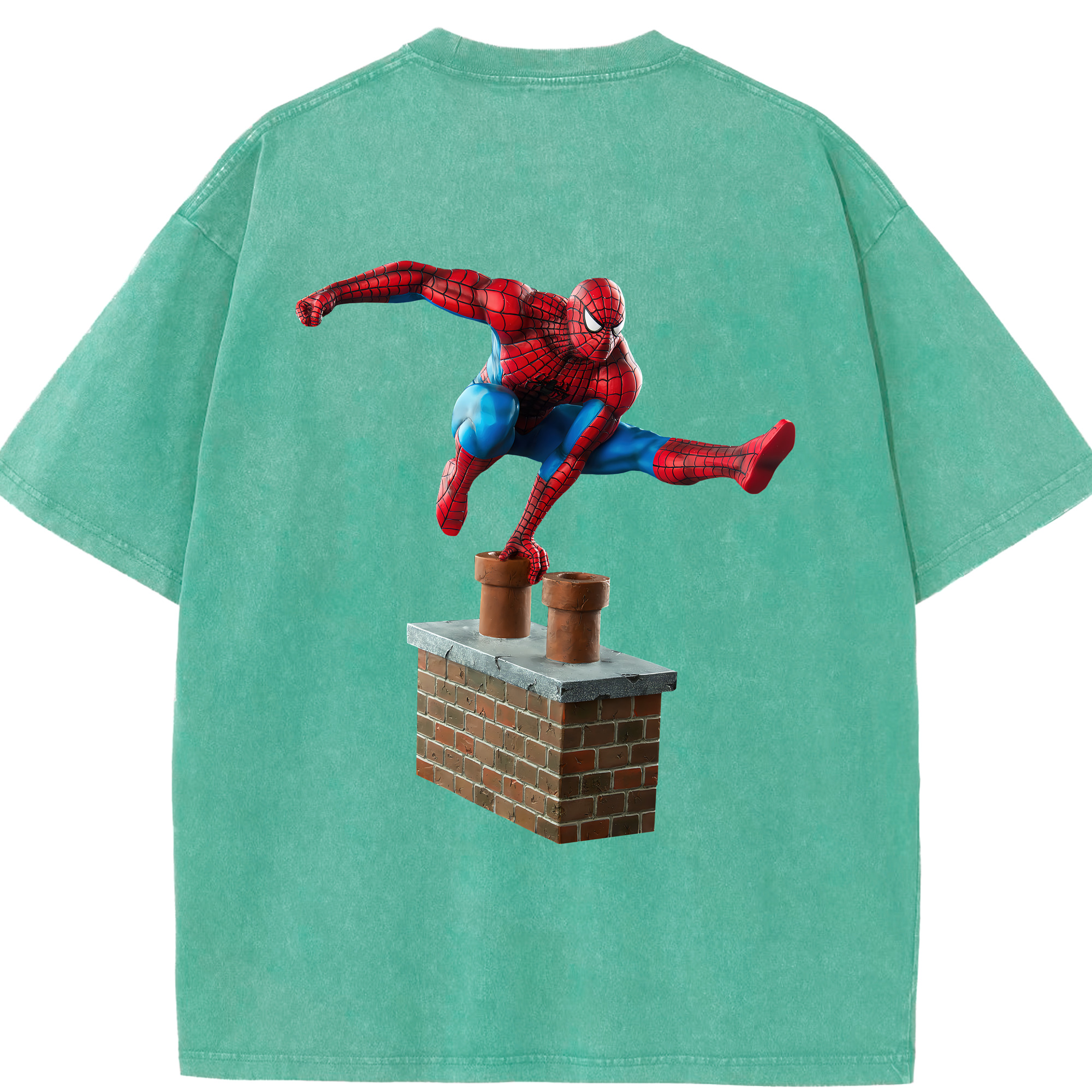 （画像用） Spider Man スパイダーマン 綿100% ヴィンテージ風 半袖Tシャツ（背面プリント）